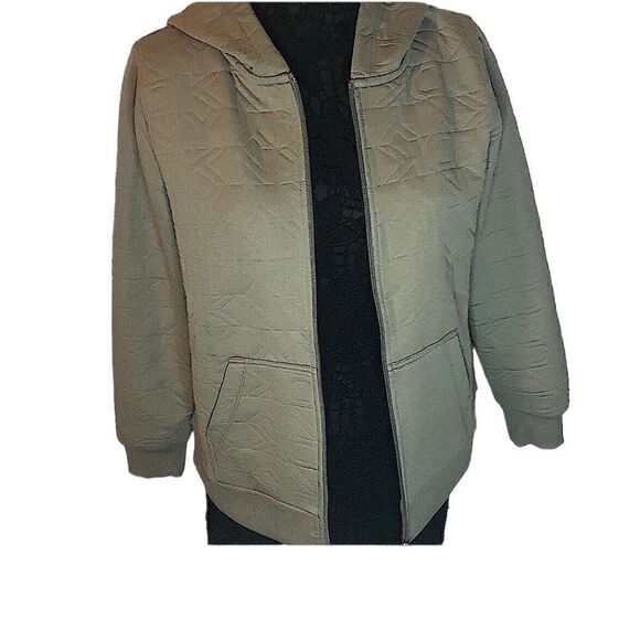 DKNY Women’s Hooded Sweat Jacket/ Front ZipperOlive/Design printed DKNY/… - Picture 2 of 4